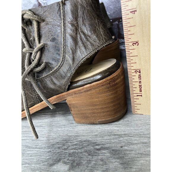 Baske California Ariel Olive Leather Lace Zip Open Toe Heel Sandals Women 6M US - Picture 6 of 16